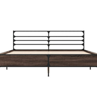 Bettgestell Braun Eichen-Optik 160x200 cm Holzwerkstoff Metall