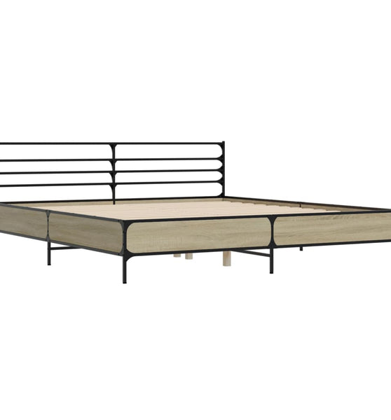 Bettgestell Sonoma-Eiche 180x200 cm Holzwerkstoff und Metall