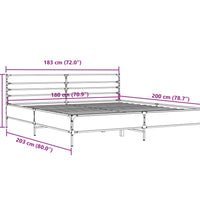 Bettgestell Räuchereiche 180x200 cm Holzwerkstoff und Metall