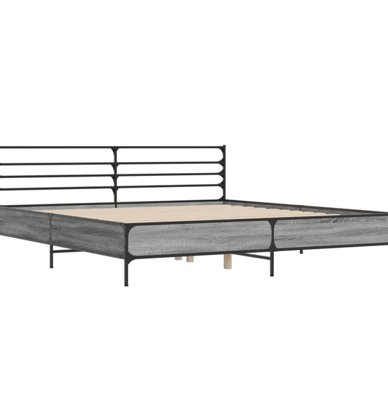Bettgestell Grau Sonoma 180x200 cm Holzwerkstoff und Metall