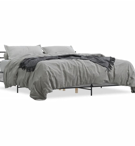 Bettgestell Grau Sonoma 180x200 cm Holzwerkstoff und Metall