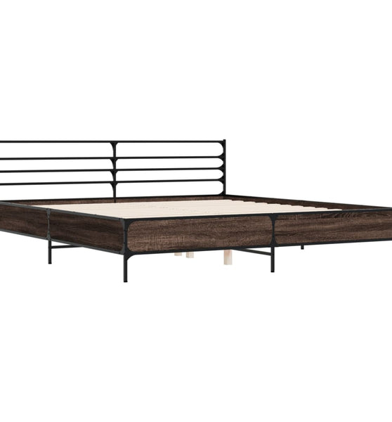 Bettgestell Braun Eichen-Optik 180x200 cm Holzwerkstoff Metall
