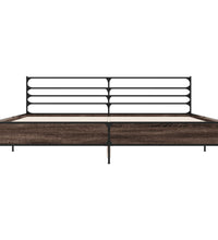 Bettgestell Braun Eichen-Optik 180x200 cm Holzwerkstoff Metall