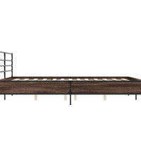 Bettgestell Braun Eichen-Optik 180x200 cm Holzwerkstoff Metall