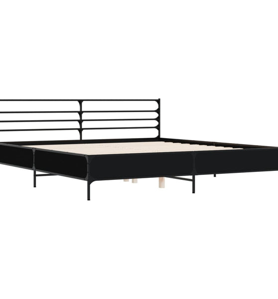 Bettgestell Schwarz 200x200 cm Holzwerkstoff und Metall