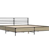 Bettgestell Sonoma-Eiche 200x200 cm Holzwerkstoff und Metall