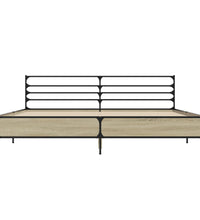 Bettgestell Sonoma-Eiche 200x200 cm Holzwerkstoff und Metall