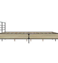 Bettgestell Sonoma-Eiche 200x200 cm Holzwerkstoff und Metall