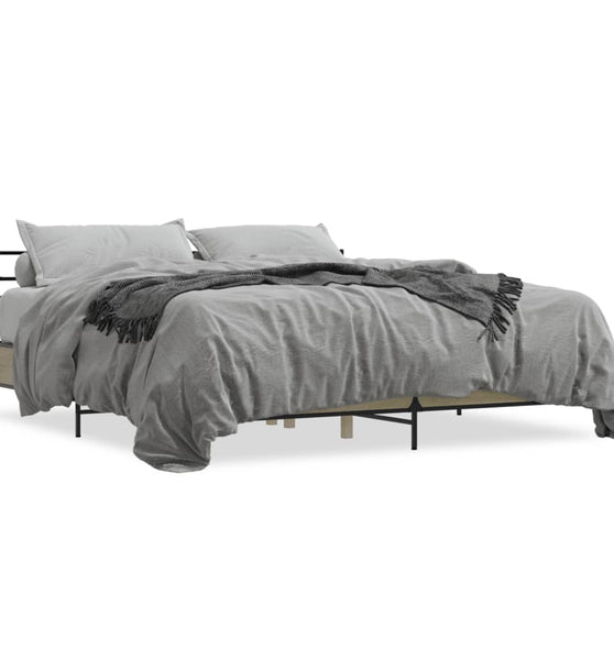 Bettgestell Sonoma-Eiche 200x200 cm Holzwerkstoff und Metall