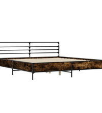 Bettgestell Räuchereiche 200x200 cm Holzwerkstoff und Metall