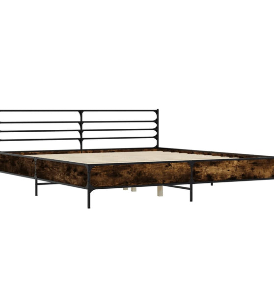 Bettgestell Räuchereiche 200x200 cm Holzwerkstoff und Metall