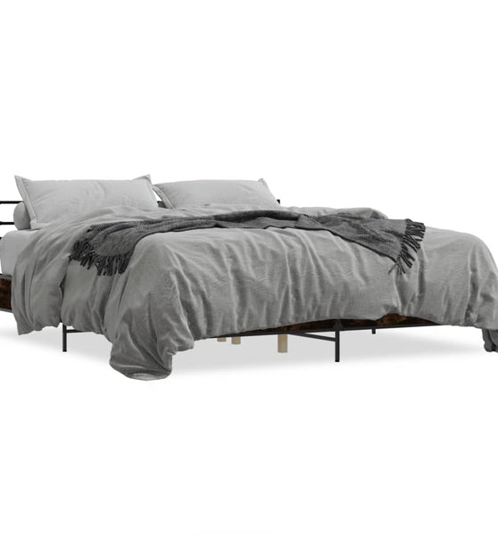Bettgestell Räuchereiche 200x200 cm Holzwerkstoff und Metall