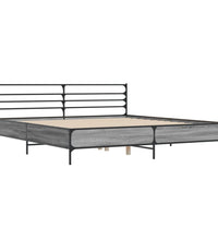 Bettgestell Grau Sonoma 200x200 cm Holzwerkstoff und Metall