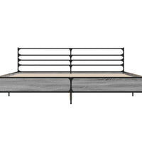 Bettgestell Grau Sonoma 200x200 cm Holzwerkstoff und Metall