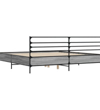 Bettgestell Grau Sonoma 200x200 cm Holzwerkstoff und Metall