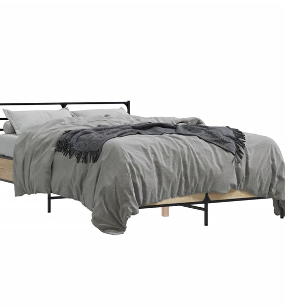 Bettgestell Sonoma-Eiche 120x190 cm Holzwerkstoff und Metall