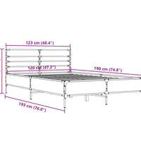 Bettgestell Räuchereiche 120x190 cm Holzwerkstoff und Metall