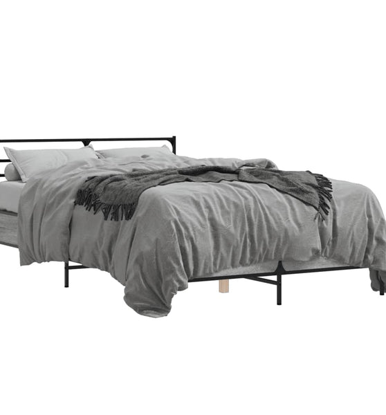 Bettgestell Grau Sonoma 120x190 cm Holzwerkstoff und Metall