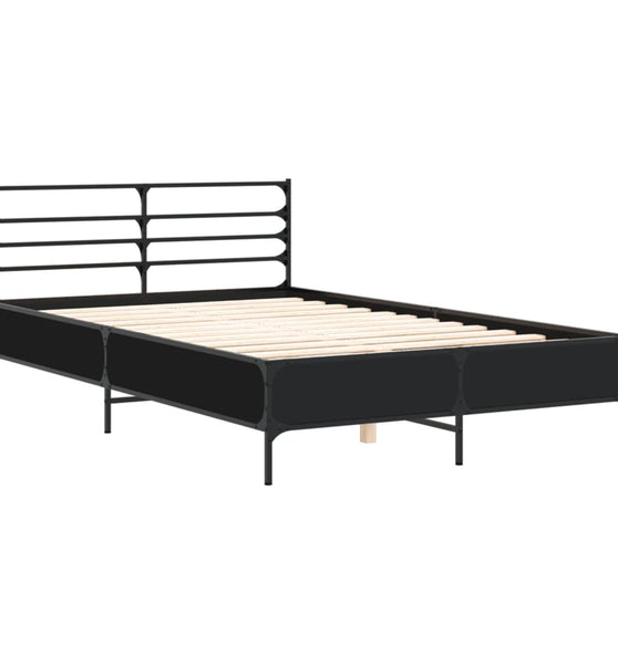 Bettgestell Schwarz 135x190 cm Holzwerkstoff und Metall