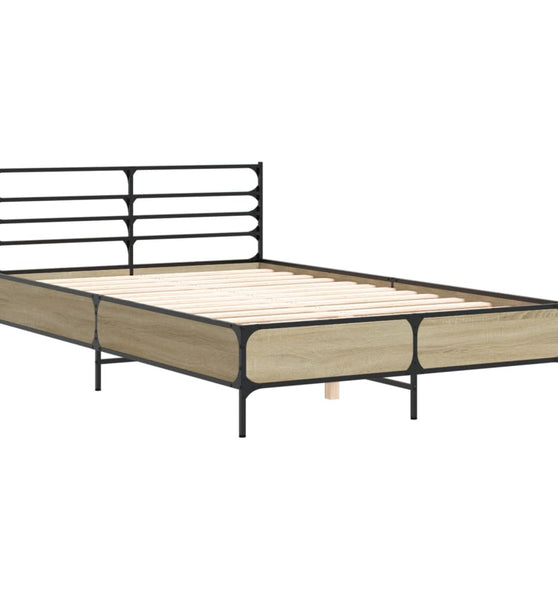 Bettgestell Sonoma-Eiche 135x190 cm Holzwerkstoff und Metall