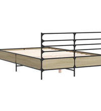 Bettgestell Sonoma-Eiche 135x190 cm Holzwerkstoff und Metall