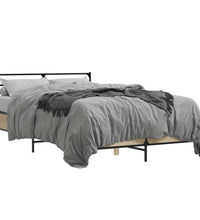 Bettgestell Sonoma-Eiche 135x190 cm Holzwerkstoff und Metall