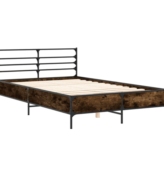Bettgestell Räuchereiche 135x190 cm Holzwerkstoff und Metall
