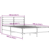 Bettgestell Räuchereiche 135x190 cm Holzwerkstoff und Metall