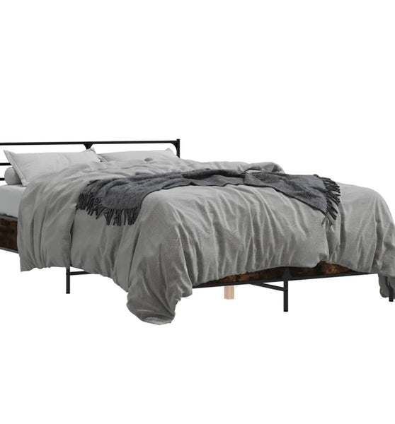 Bettgestell Räuchereiche 135x190 cm Holzwerkstoff und Metall