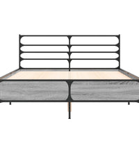 Bettgestell Grau Sonoma 135x190 cm Holzwerkstoff und Metall