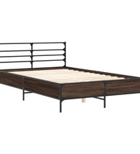Bettgestell Braun Eichen-Optik 135x190 cm Holzwerkstoff Metall