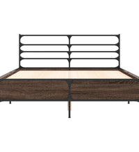 Bettgestell Braun Eichen-Optik 135x190 cm Holzwerkstoff Metall