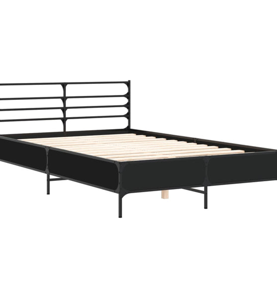 Bettgestell Schwarz 140x190 cm Holzwerkstoff und Metall