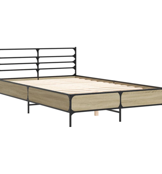 Bettgestell Sonoma-Eiche 140x190 cm Holzwerkstoff und Metall