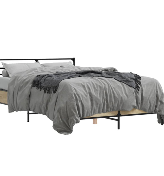 Bettgestell Sonoma-Eiche 140x190 cm Holzwerkstoff und Metall