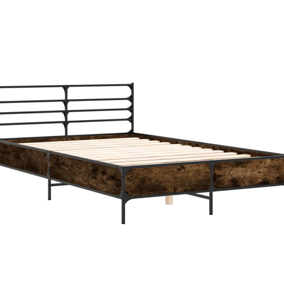 Bettgestell Räuchereiche 140x190 cm Holzwerkstoff und Metall