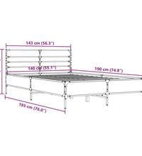 Bettgestell Räuchereiche 140x190 cm Holzwerkstoff und Metall