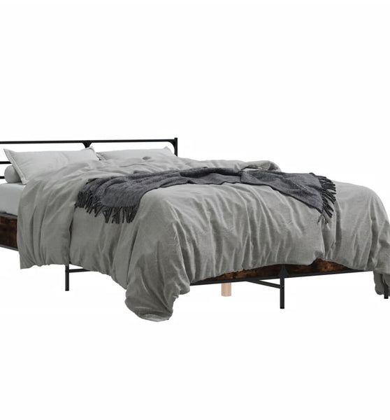 Bettgestell Räuchereiche 140x190 cm Holzwerkstoff und Metall