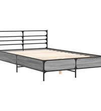 Bettgestell Grau Sonoma 140x190 cm Holzwerkstoff und Metall