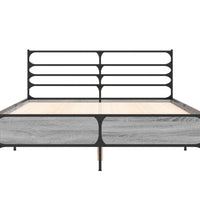 Bettgestell Grau Sonoma 140x190 cm Holzwerkstoff und Metall