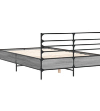 Bettgestell Grau Sonoma 140x190 cm Holzwerkstoff und Metall