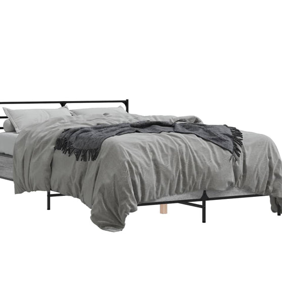 Bettgestell Grau Sonoma 140x190 cm Holzwerkstoff und Metall
