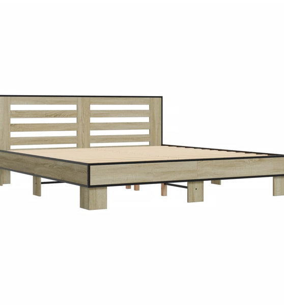 Bettgestell Sonoma-Eiche 200x200 cm Holzwerkstoff und Metall
