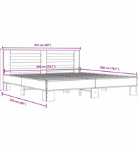 Bettgestell Sonoma-Eiche 200x200 cm Holzwerkstoff und Metall