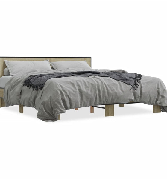 Bettgestell Sonoma-Eiche 200x200 cm Holzwerkstoff und Metall