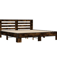 Bettgestell Räuchereiche 200x200 cm Holzwerkstoff und Metall