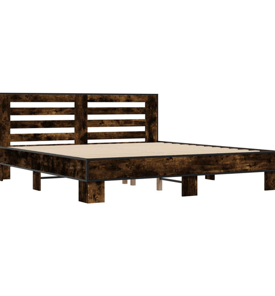 Bettgestell Räuchereiche 200x200 cm Holzwerkstoff und Metall