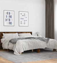 Bettgestell Räuchereiche 200x200 cm Holzwerkstoff und Metall