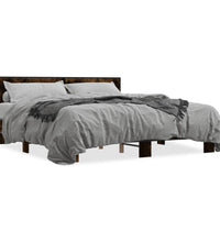 Bettgestell Räuchereiche 200x200 cm Holzwerkstoff und Metall