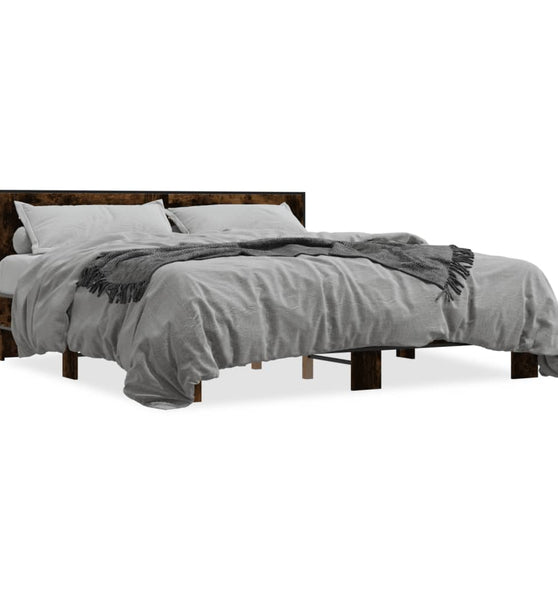 Bettgestell Räuchereiche 200x200 cm Holzwerkstoff und Metall